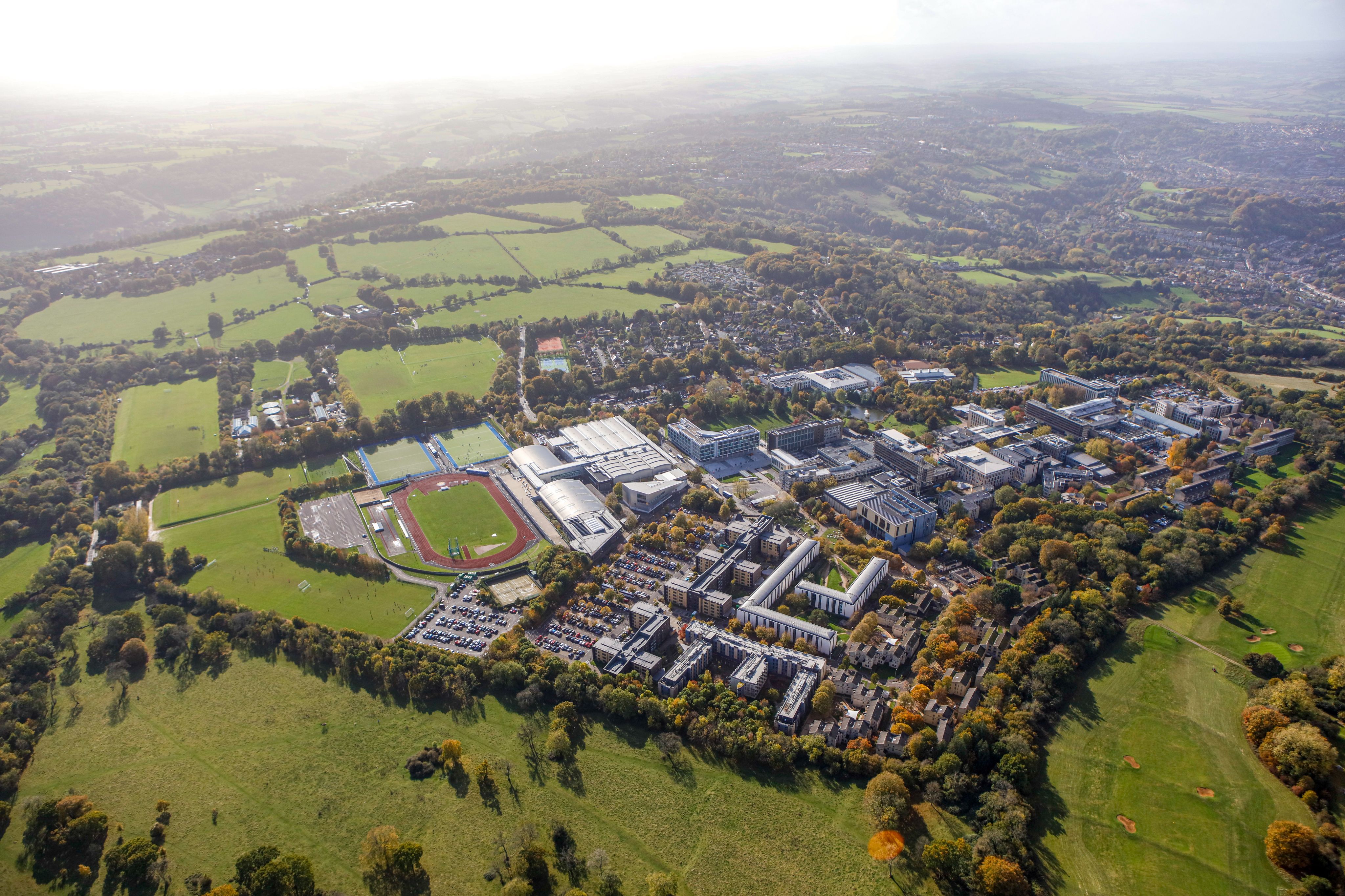 Aerial view of Claverton Down campus