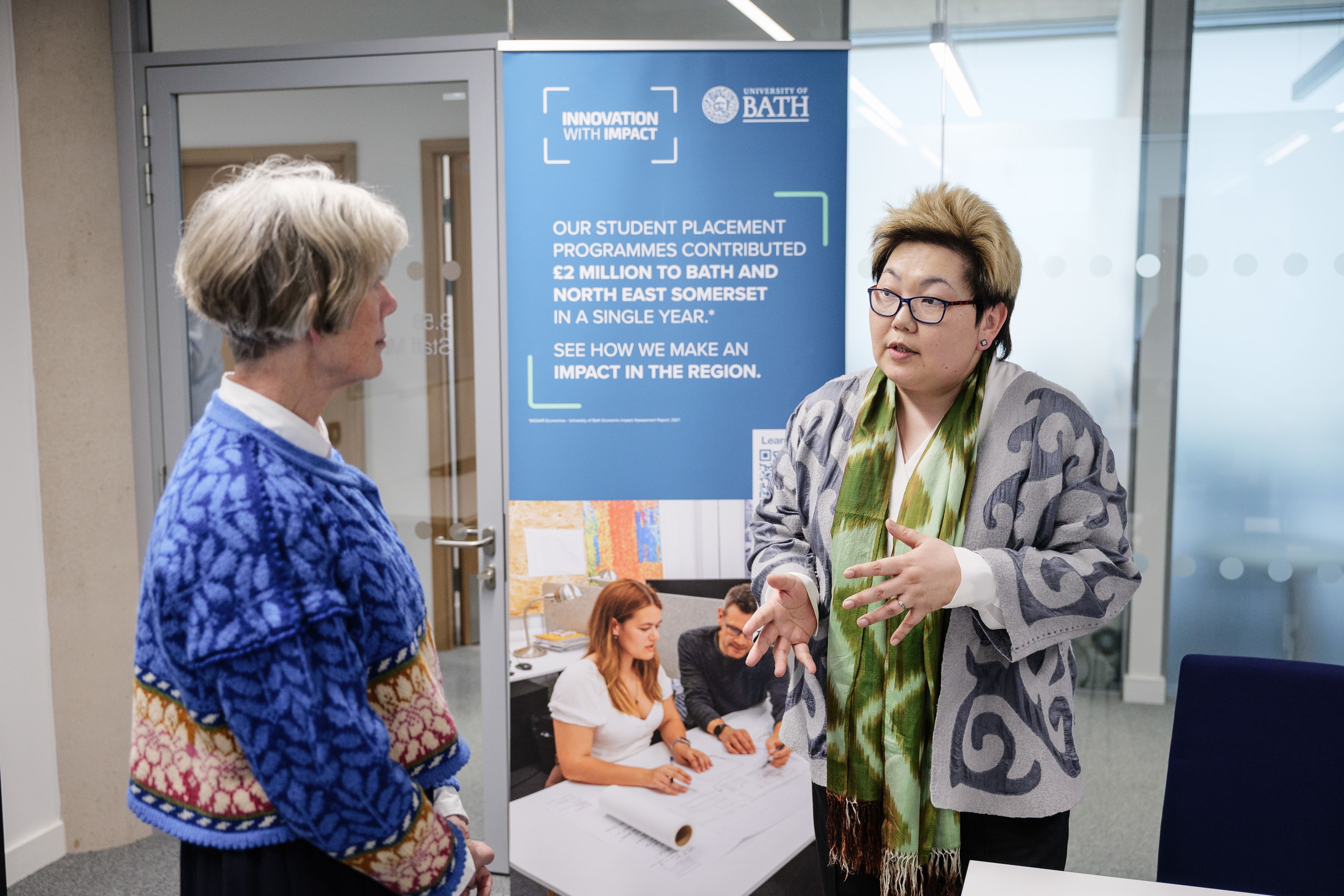 Asel with Chief Scientific Adviser Prof Dame Angela McLean